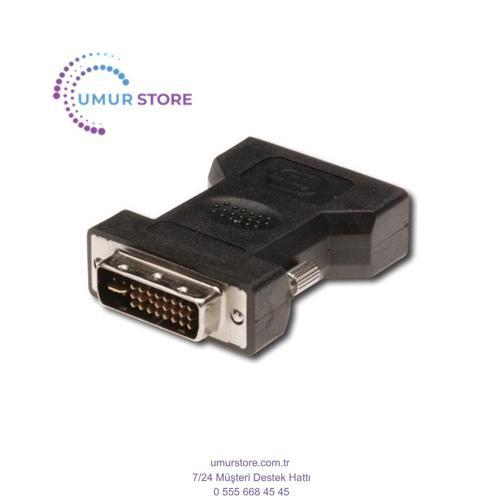 DVI VGA Adaptörü, Dvı-I (24 + 5) Erkek - VGA (HD15) Dişi , Siyah Renk