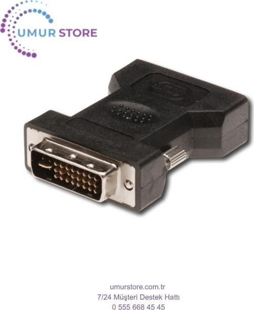 DVI VGA Adaptörü, Dvı-I (24 + 5) Erkek - VGA (HD15) Dişi , Siyah Renk