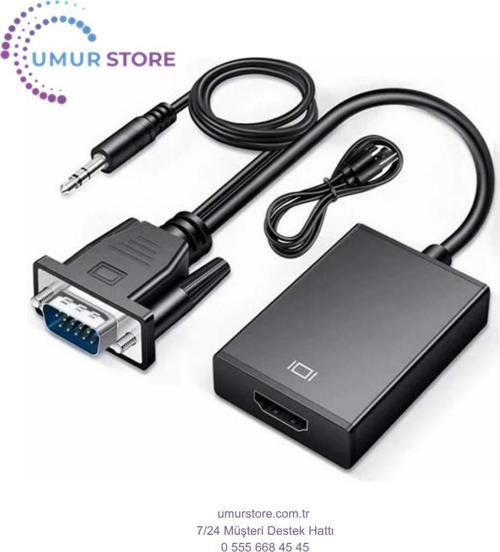 X-Level XCC7804 Ses Girişli VGA To HDMI Dönüştürücü (45 cm Aux Kablo 15 cm VGA Kablo)