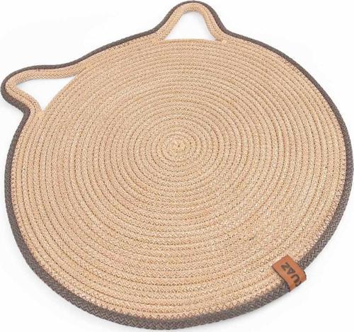 Jüt Kulaklı Yuvarlak Kedi Köpek Mama\Yatakönü Paspası, Hasır Kedi Matı 40*40 cm