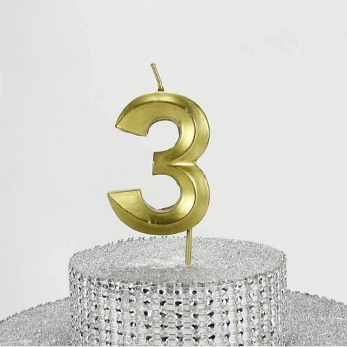 VİTRİNİ 3 Üç Rakamlı Gold (Altın) Mum 6.5 Cm 1017157