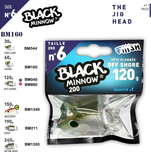 Black Minnow BM200/6 1X Jig Head BM160 60gr