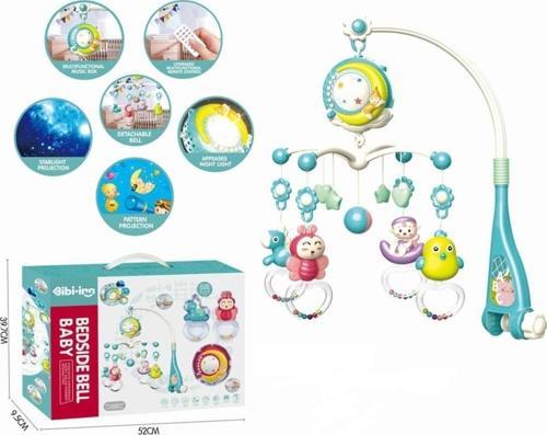 Işıklı Müzikli Bebek Dönencesi Kumandalı Projeksiyonlu Uyku Arkadaşı Mavi Dönence