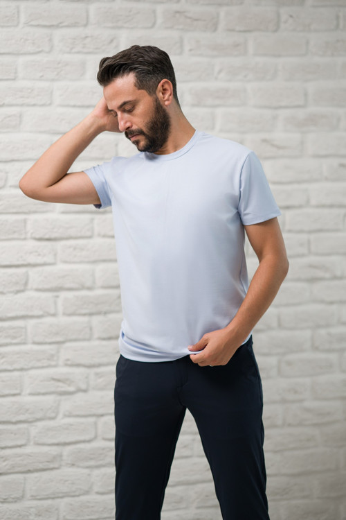 Slimfit Fit Bisiklet Yaka Rayon Kumaş Full Likralı T-shirt