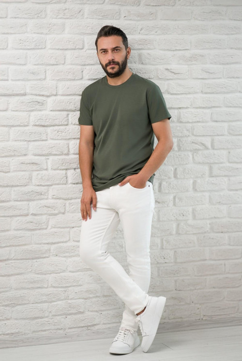 Slimfit Fit Bisiklet Yaka Rayon Kumaş Full Likralı T-shirt