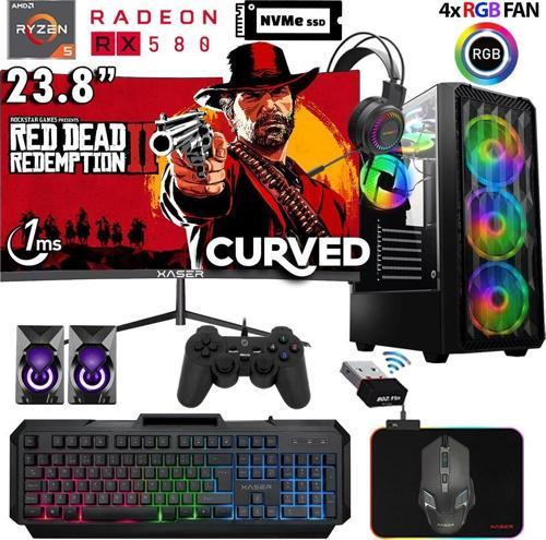 Armor X60 Ryzen 5 5500 32GB Ram 1TB M.2 NVMe SSD 8GB RX580 24" Curved Masaüstü Oyuncu Bilgisayarı