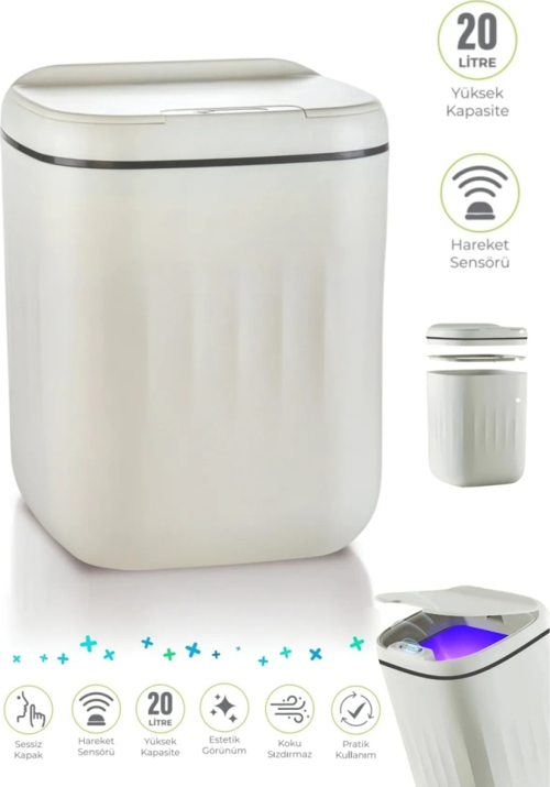 Akıllı Teknolojik Antibakteriyel Sensörlü Çöp Kovası 20 Litre