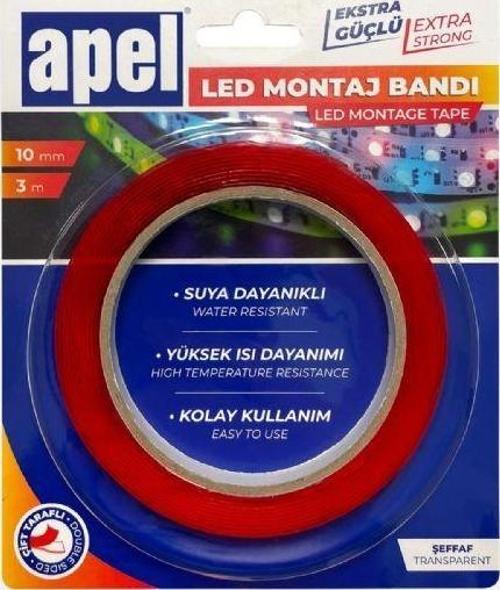 Apel Çift Taraflı Şeffaf Silikon Bant Led Bandı  10mm x 3m