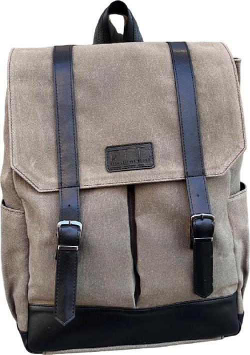 Sırt Çantası Kanvas Okul-Seyahat-Kamp-Kanvas-Cargo Unisex Su Geçirmez Mumlanmış Kanvas Haki