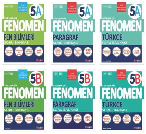 Fenomen Okul 2025 5. Sınıf Paragraf + Türkçe + Fen A + B Serisi Soru Seti 6 Kitap Güncel Müfredat