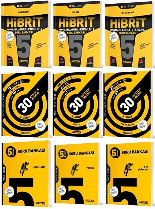 Hız 2025 5. Sınıf Matematik + Türkçe + Fen Bilimleri Haftalık Deneme + Hibrit + Soru Seti 9 Kitap