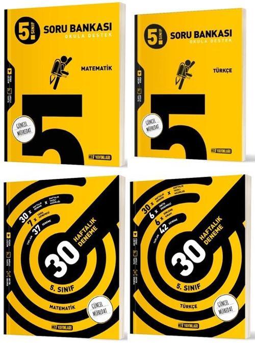 Hız 2025 5. Sınıf Matematik + Türkçe Haftalık Deneme + Soru Seti 4 Kitap