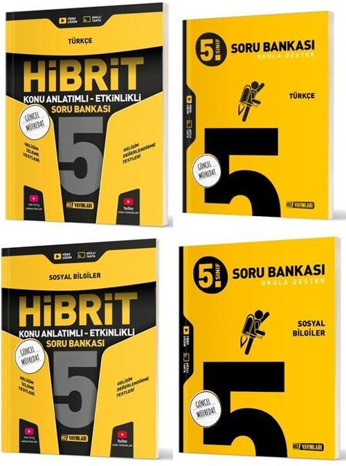 Hız 2025 5. Sınıf Türkçe + Sosyal Bilgiler Soru + Hibrit - Konu Seti 4 Kitap