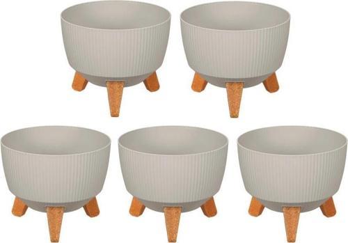 ELF-495 Dekoratif Ayaklı Nostalji Saksı 5 lt Taş Gri 5 Adet