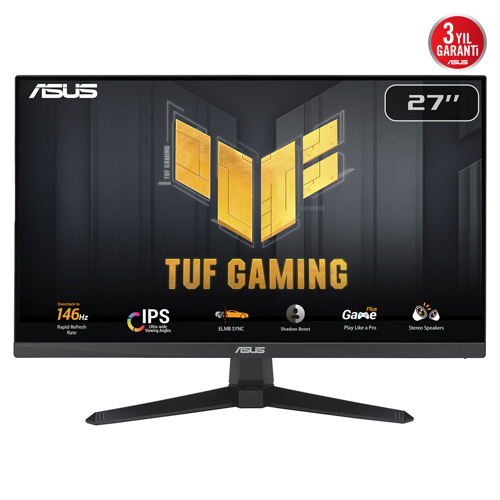 TUF GAMING VG279QE5A 27" 1ms, 146Hz, Full HD, DP, HDMI, Hoparlör, Fast IPS LED, Düşük Mavi Işık, FreeSync Prem