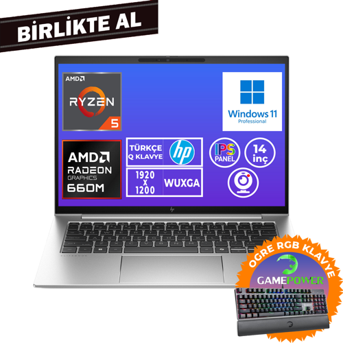 EliteBook 845 G9 Ryzen 5 6600U 16GB 512GB SSD 14" WUXGA W11P + Gaming Klavye 5Z5P1EA 026