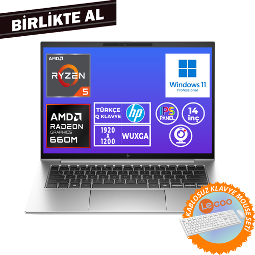 EliteBook 845 G9 Ryzen 5 6600U 32GB 1TB SSD 14" WUXGA W11P + Kablosuz Klavye Mouse 5Z5P1EA 030