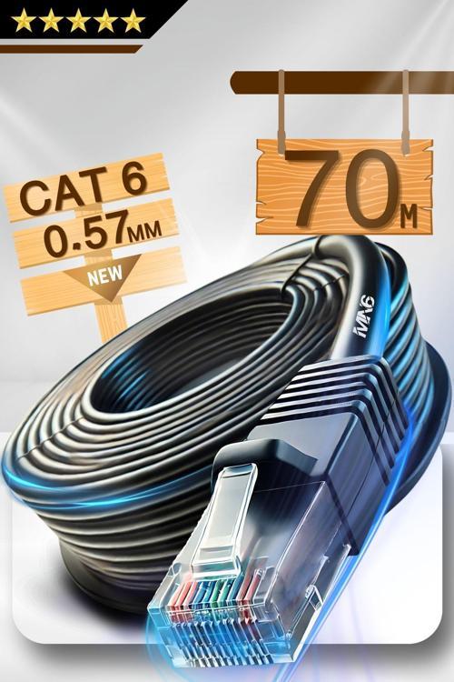M107X 70 Metre Internet Kablosu/Utp 0,57Mm Cat6 Iki Kat Korumalı/İç Dış Mekan/70 M Ethernet Kablosu
