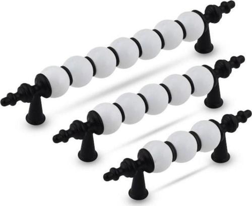 Polimer Boncuk Lüks Modern Dolap Çekmece Kulpları (2 Adet ) 224 Mm Siyah Boncuk
