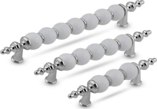 Polimer Boncuk Lüks Modern Dolap Çekmece Kulpları (96 Mm ) Krom Boncuk (96 Cm) 2 Adet