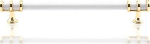 Polimer Boncuk Halka Modern Dolap Çekmece Kulpları (160 Mm ) 16 Cm Altın Beyaz- 10 Adet