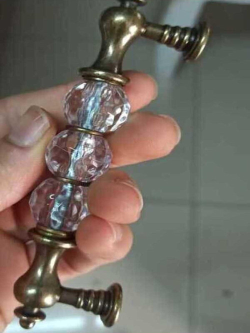 128 Mm Kristal Boncuk Mobilya Kulpları(12.8 Cm)-5 Adet