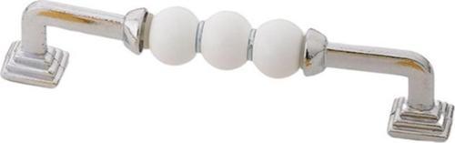 128 Mm Pramit Ayak Krom Beyaz Boncuk Mobilya Dolap Çekmece Kulpları (12.8 Cm)
