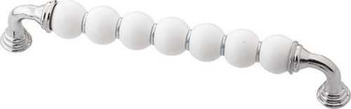 Polimer Boncuk Yakut Ayak Renkli Boncuk Dolap Çekmece Kulpları (128 Mm ) Krom- Boncuk-10 Adet