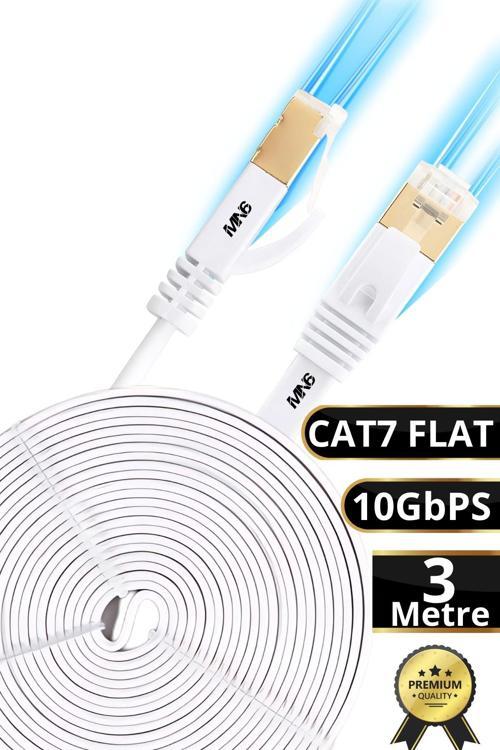 M112Gm Flat Cat7 Kablo/3 Metre/10Gbps-600Mhz-Rohs Sertifikalı/Cat7 Ethernet Kablosu