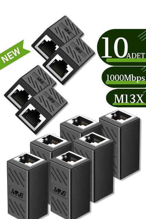M13X Kablo Birleştirici/10Adet-Cat5-Cat6-Cat7-Cat8-Uyumlu/Lan Kablosu Birleştirici Ara Aparatı