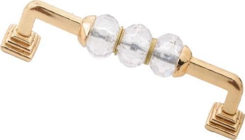 Dolap Çekmece Kulpları Piramit Ayak Kristal Altın Boncuk Kulp(12,8 Cm)- 2 Adet