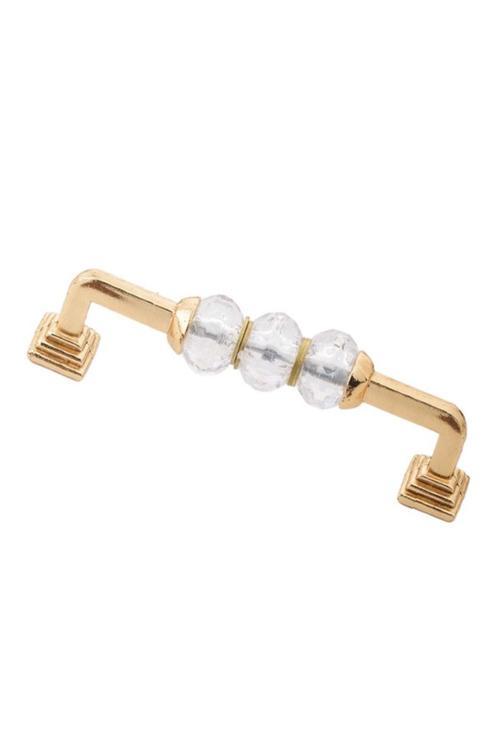 Dolap Çekmece Kulpları Piramit Ayak Kristal Altın Boncuk Kulp(16 Cm)-2 Adet
