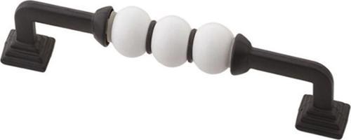 128 Mm Pramit Ayak Siyah Beyaz Boncuk Mobilya Dolap Çekmece Kulpları (12.8 Cm)