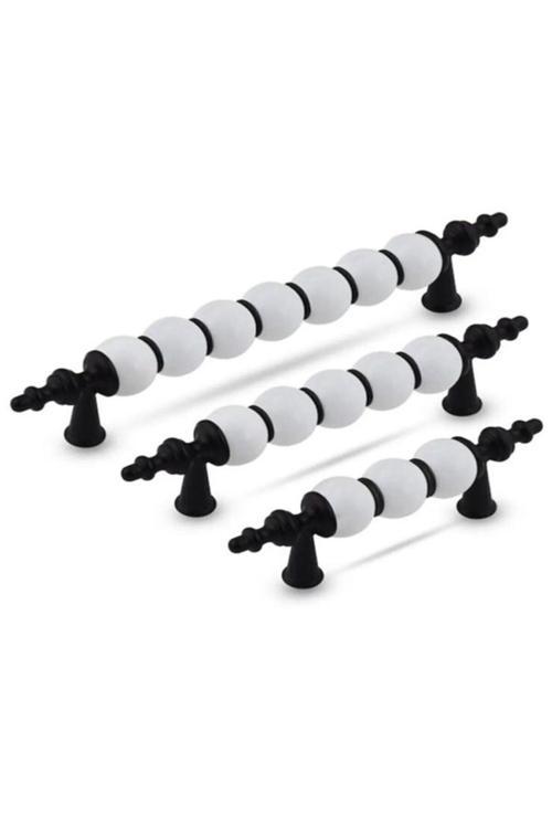 Polimer Boncuk Lüks Modern Dolap Çekmece Kulpları (192 Mm ) Siyah Boncuk(19,2 Cm)-2 Adet