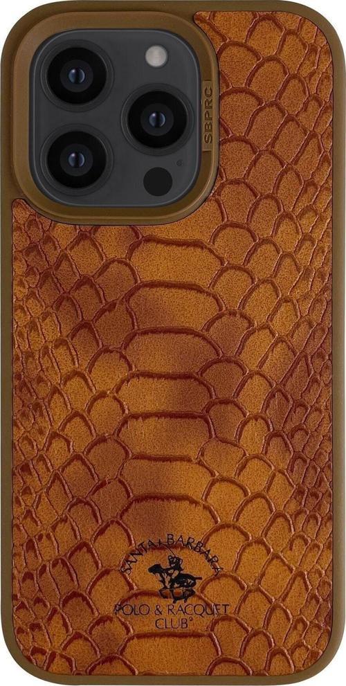 Santa Barbara Polo Knight-İphone 14 Pro Kilif.Yılan Derisi Tasarımı.İphone 14 Pro Deri Kılıf