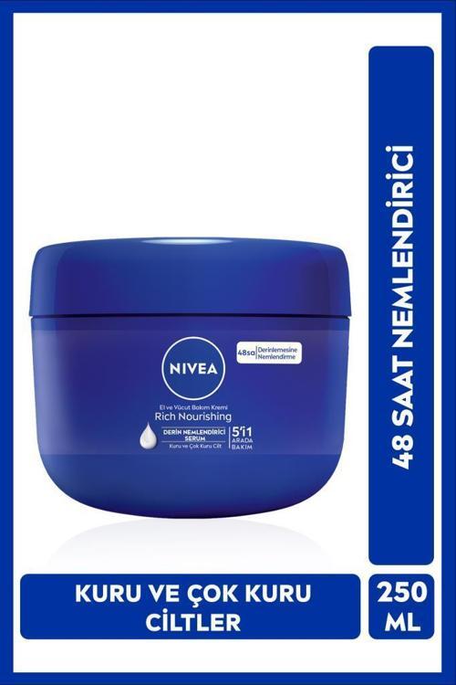 Derin Nemlendirici El ve Vücut Bakım Kremi 250ml, 48 Saat Nemlendirici, Kuru ve Çok Kuru Ciltler