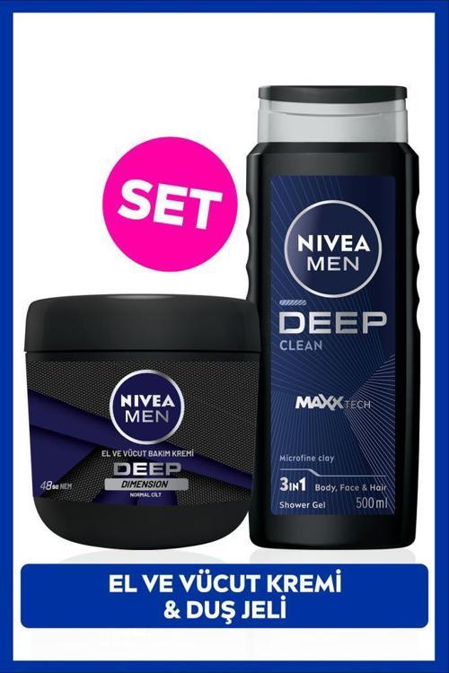 MEN Erkek Damat Çeyiz Seti Deep Dimension Duş Jeli 500ml ve Nemlendirici El Vücut Bakım Kremi 400ml