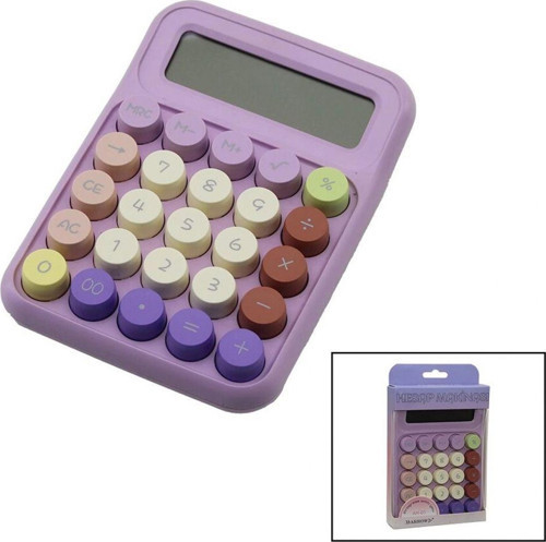 Daktilo Tuş Modeli 12 Haneli Hesap Makinesi Mix Renkli Pilli 15.7 X 11.1 X 2.7cm 166gr (4887)
