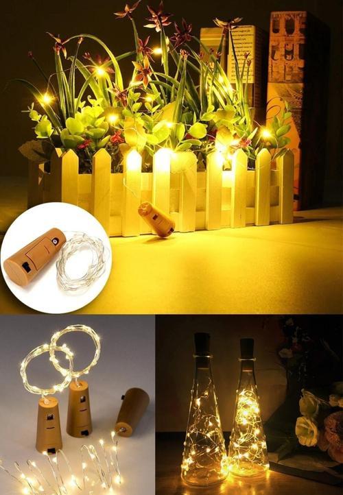 Kulvar Avm Mantar Tıpa Peri Led Dekoratif Led Işık 2Mt Led Işık Piller Dahil