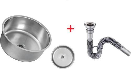 Egeli Yuvarlak Tezgah Altı Evye - 430 Kalite Düz Küçük Kafa Sifon