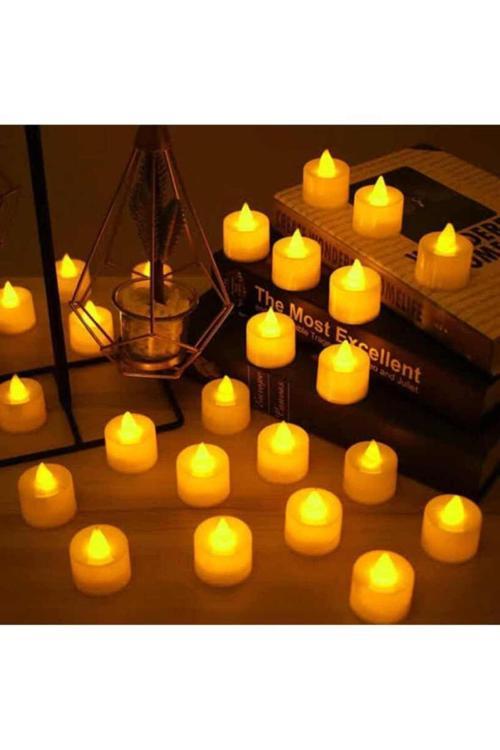 Led Mum 24 Adet Ledli Mum Model Işıklı Tealight Mum Pilli – Kına Mumu – Kına Mumu – Kına Mumu