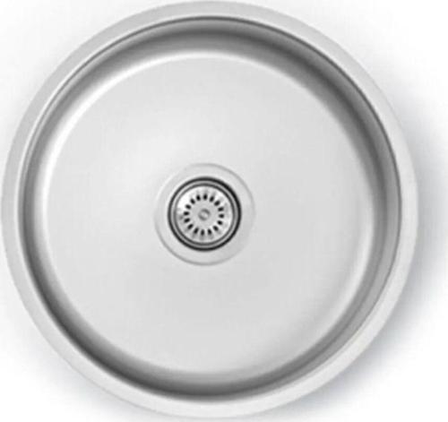 Akmetal 42Cm Çap ,Yuvarlak Evye , Paslanmaz, Daire, Oval Krom Mutfak Lavabosu Evyesi