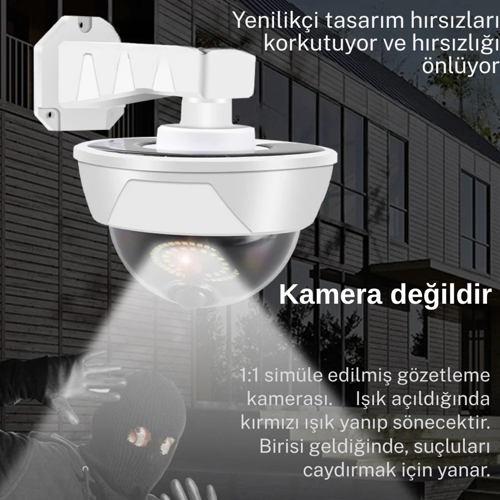 Gerçekçi Görünümlü Sahte Güvenlik Kamerası | Kırmızı Işıklı | Hırsız Önleyici Simülasyon Kamera