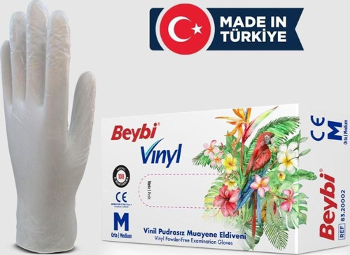 Vinyl S Vinil Pudrasız Muayene Eldiven 100'lük Kutu