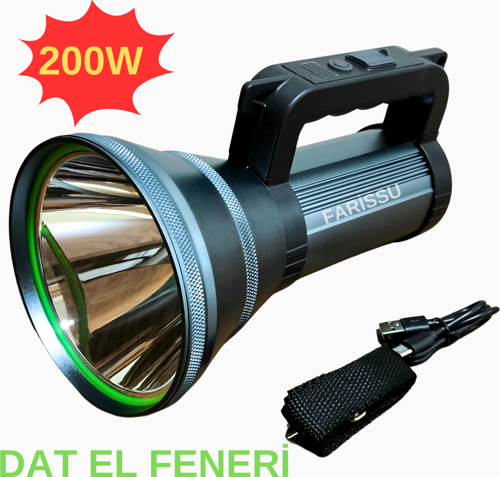 200W LED Şarjlı Kamp Feneri & El Feneri | 8800 mAh | 3 Işık Modlu | Powerbank Özellikli