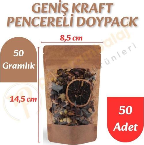 Geniş Kraft Pencereli Doypack 8,5x14,5x5 cm (50 Adet)