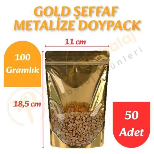 Gold Şeffaf Metalize Doypack 11x18,5x7 cm (50 Adet)