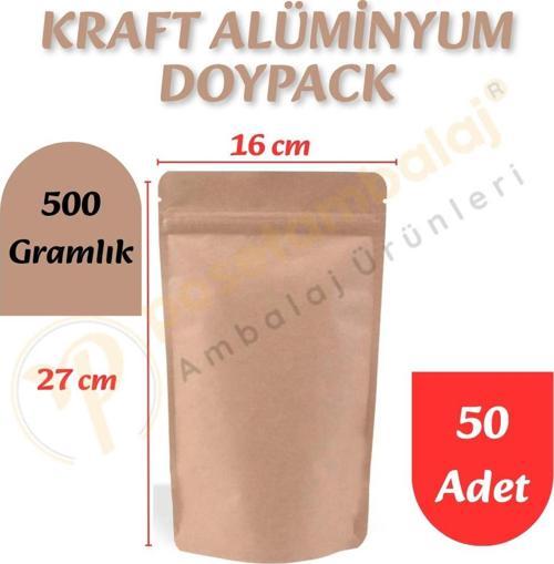 Kraft Alüminyum Doypack 16x27x8 cm (50 Adet)