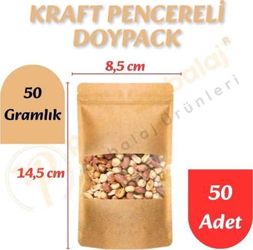 Kraft Pencereli Doypack 8,5x14,5x6 cm (50 Adet)