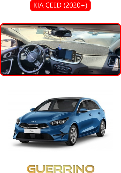 Kia Ceed 2020+Torpido Koruma Halısı Kırmızı Kenar